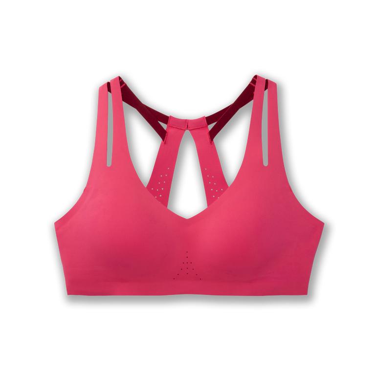 Brooks Dare Strappy Running Bra - Women's - Hot Pink (54710-TBJH)